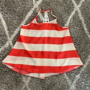 Orange and Cream Striped Sleeveless Top